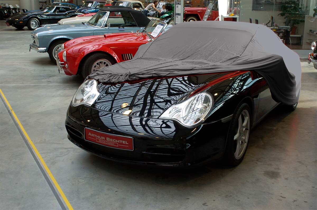 Aston Martin DBS - Bj.von 2006 bis 2013 - MOBILWERK INDOOR COVER SOFTKONTUR -TITANGRAU mit Keder Schwarz-