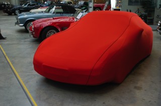 Austin Metropolitan Coupe, Cabrio - Bj.von 1954 bis 1962 - MOBILWERK INDOOR COVER SOFTKONTUR -ROT mit Keder Schwarz-