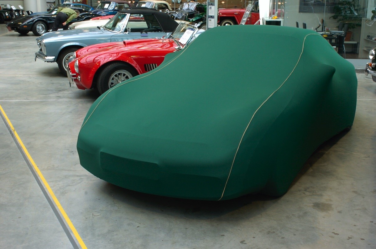 Austin A40 Dorset, De from, Countryman - Bj.von 1947 bis 1968 - MOBILWERK INDOOR COVER SOFTKONTUR -BR. RACING GREEN mit Keder Beige