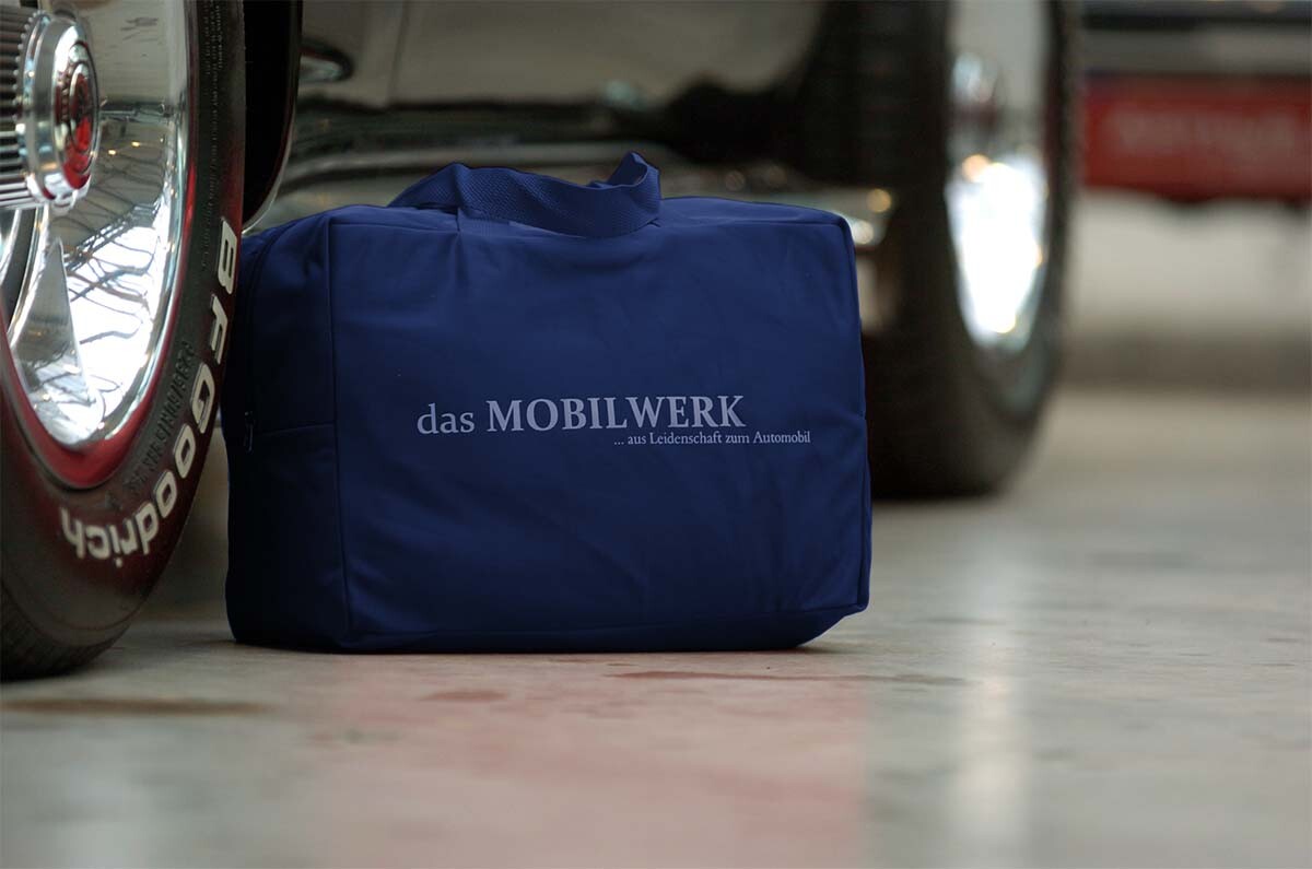 VW up! 4 Türer 714-814 - Bj.von 2011 bis heute - MOBILWERK INDOOR COVER SOFTKONTUR -MARINEBLAU mit Keder Grau-